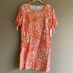 NWT White and orange paisley linen dress